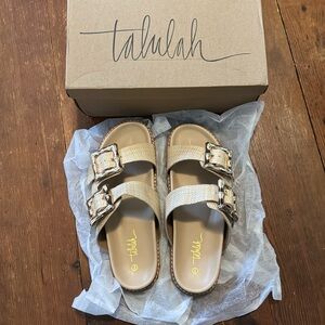 Talulah Bamboo Buckle Slides Raffia sz 9